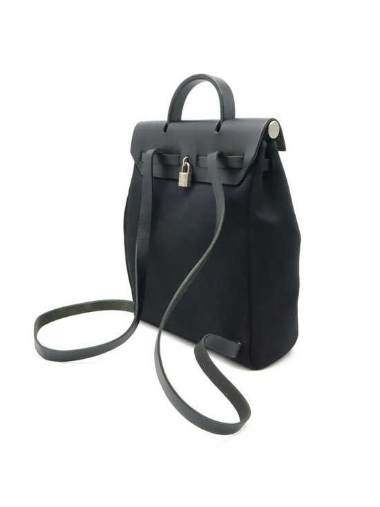 Hermes Herbag a Dos PM Backpack 2-Way Handbag Toile Officier Leather Black main image 8